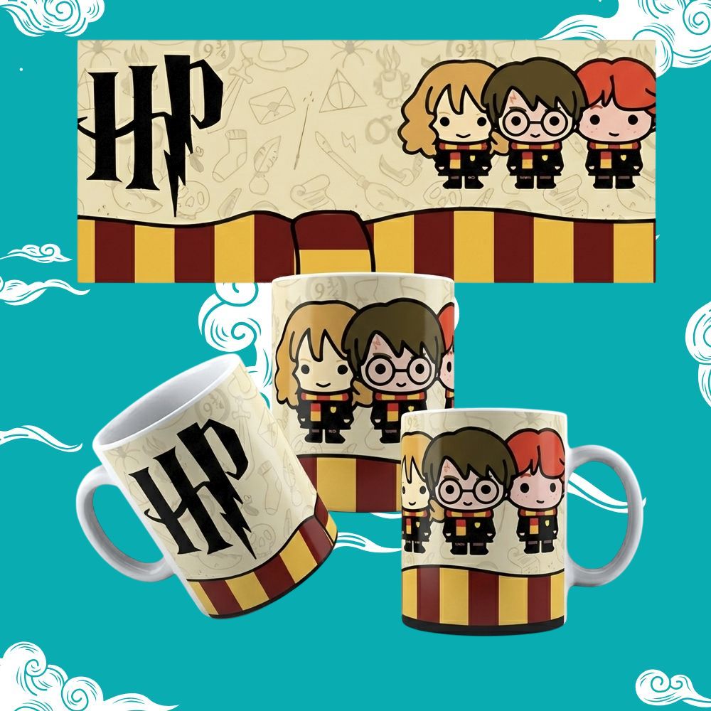 Taza Harry Potter Trío Legendario: Versión Chibi